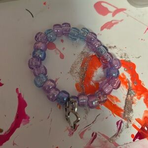 Gliterry plastic Kandi beads bracelet with paw charm